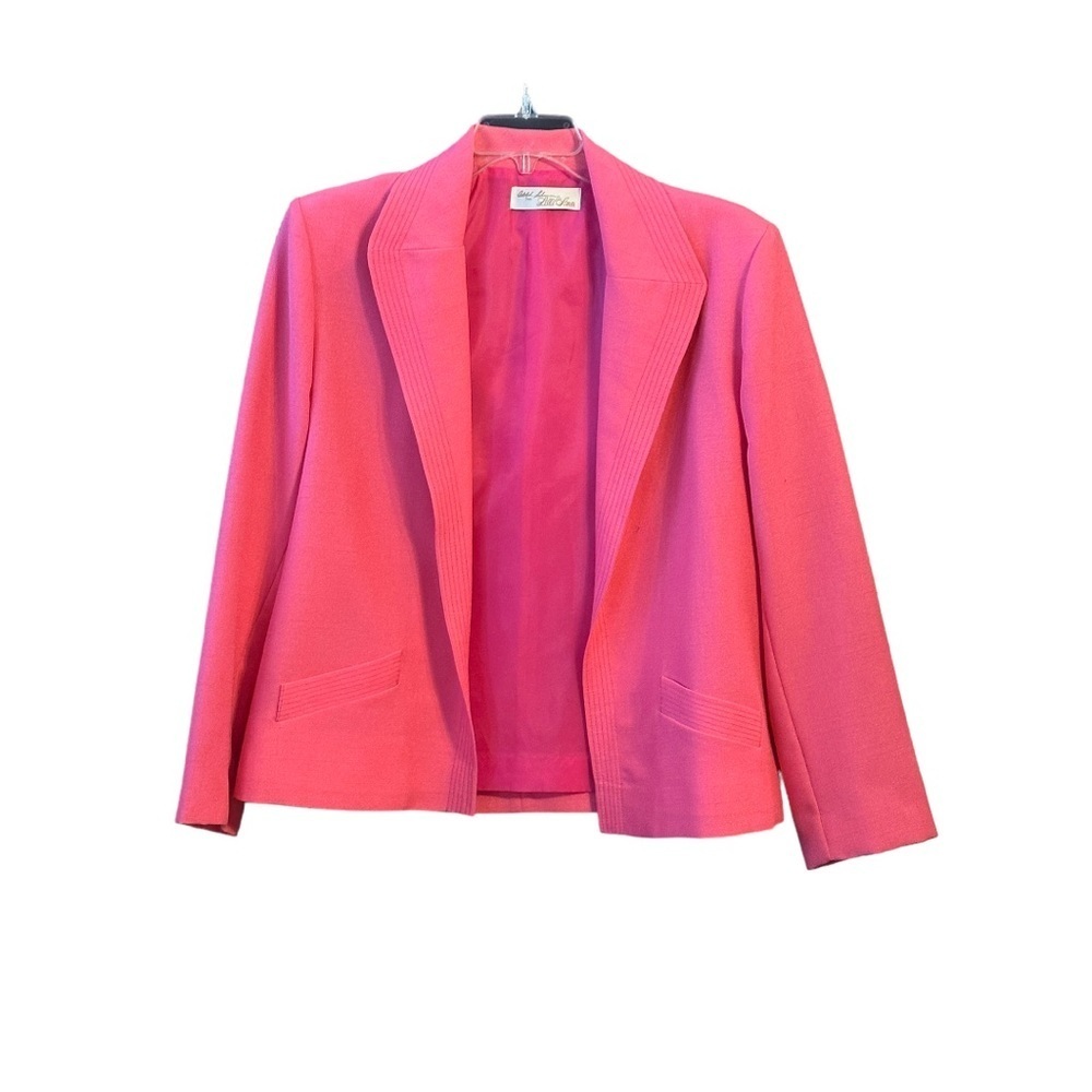 Vintage Adolph Schuman for Lilli Ann Open Front Blazer Jacket Fuchsia Pink - Picture 4 of 9